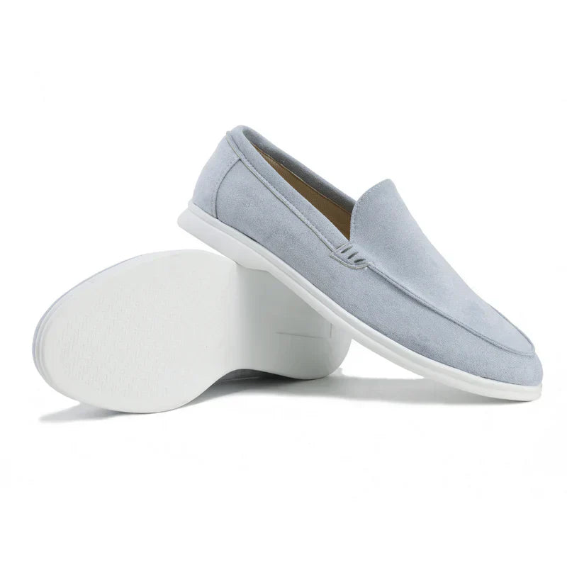 Old Money Suede Loafers-Fog-Blue
